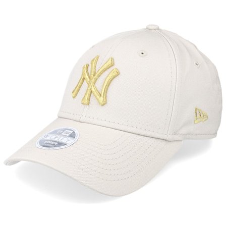 New Era - MLB Beige Adjustable Cap - New York Yankees Womens Metallic Logo 9FORTY Stone Adjustable @ Hatstore