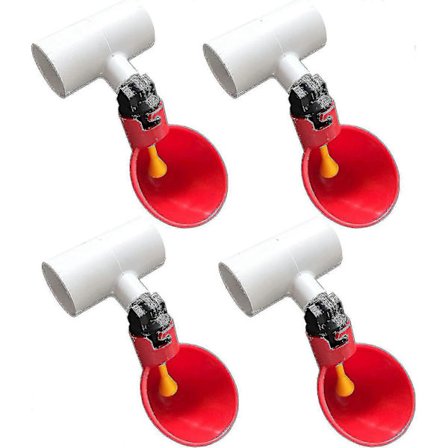 4-pack Vattenkoppar för kycklingar, PVC T-kopplingar för vatten