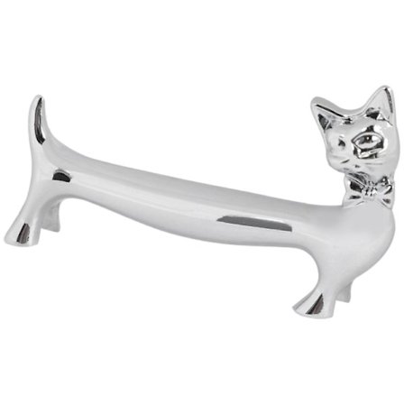 Förpackning med 5 st Zinklegering Ätpinnar Skedar Gafflar Knivar Bestick Ställ Set, Silver Fluga Kattställ [D]