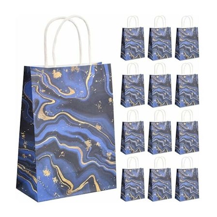 20 st presentpåsar i papper, presentpåsar med handtag, papperspåsar för fest, godispåsar, marmorerade presentpåsar för födelsedag, bröllopsfest, 
