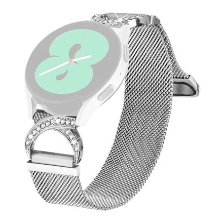 Gabb Watch 3 Replacement Strap Milanese Silver Metal Watch Band Rhinestone Decor