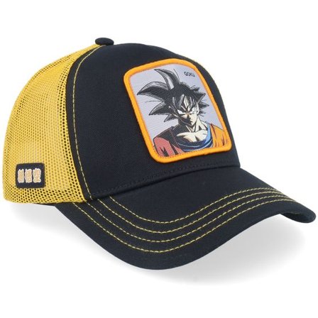 Capslab - Svart trucker Keps - Kids Dragon Ball Goku Black/Orange A-Frame Trucker @ Hatstore