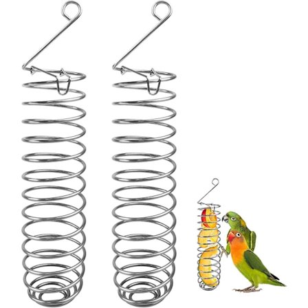 Papegøje Foderautomat i Rustfrit Stål - Hængende Frugtdispenser, Grøntsags Holder, Hirse, Fuglebur