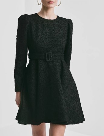 by Ti Mo Bouclé Belt Dress - Black - M