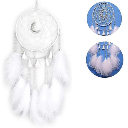 Drømmekatcher, Fjær Drømmekatcher Med Led Lys, Håndlaget