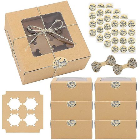 30 kappaleen ruskeita cupcake-laatikoita Kraft-paperista valmistettuja keksilahjalaatikoita Cupcake-kakkukannattimia