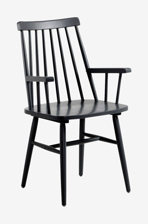 Kave Home - KRISTIE stol med armlæn 2-pak - Sort - Pindestole - Fra Homeroom