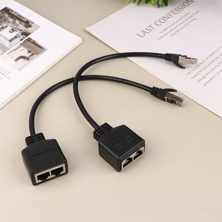 RJ45 1 hane till 2 hona LAN Ethernet-kabel splitterkabel