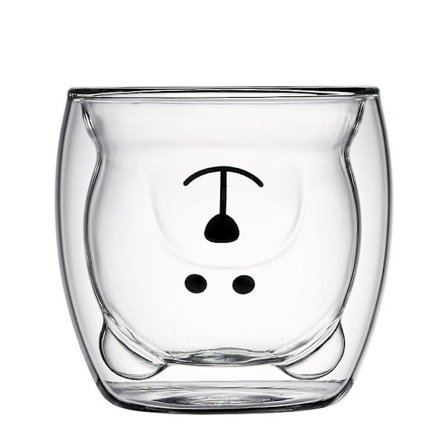 Sarjakuva Karhu Kuppi Kaksinkertainen Kerros Läpinäkyvä Lasi Kupit Kahvimuki Pari Lahjat