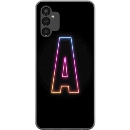 Kompatibel Mobilcover til Samsung Samsung Galaxy A04s Minimalistisk neonbogstav A i regnbuefarvet lys mod sort baggrund i moderne typografisk stil