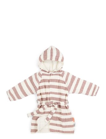 Done by Deer Bathrobe Gots Stripes Powder 3-4Y - Multi/patterned - LENGTH:60CM