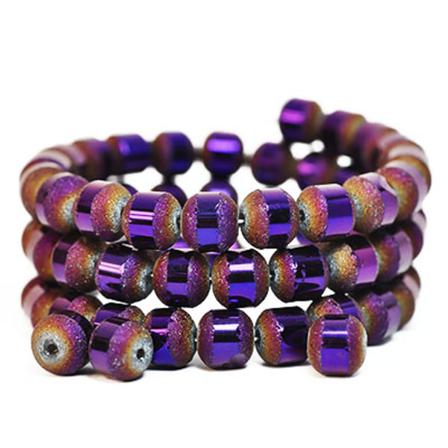 Glittrande Metallic Glaspärlor, 8mm Runda, Lila, 25st