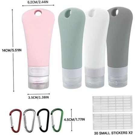 Silikoninen matkustuspullosarja, vuotamattomat kannettavat putket hygieniatuotteille