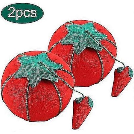 Nålepute, 2 stk/sett Stoff Rød Søt Tomat Ballform Nålepute, 5 cm
