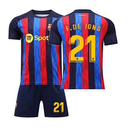 22-23 Barcelona trøje nr. 10 Messi nr. 21 De Jong kortærmet voksen børns sports fodbolduniform holduniform