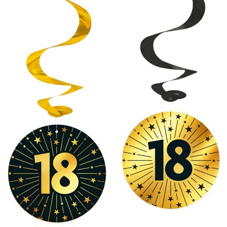 Hengende Swirls 18 år Gull/Svart 4-pakning