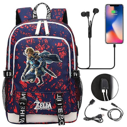Tears Of The Game Zelda Kingdom USB Skolväska för tonåringar - Unisex Casual Sportryggsäck för grundskole- och gymnasieelever