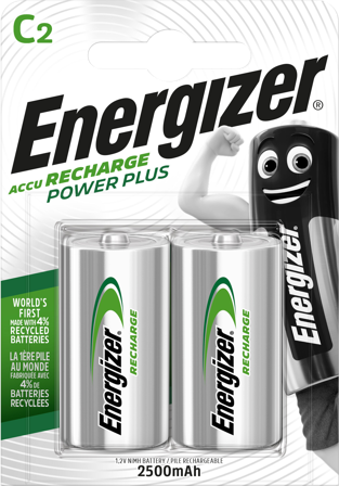 Energizer Recharge Power Plus Batteri oppladbart, C, 1,2 V, 2-pakning C, Elfordeling & strømforsyning
