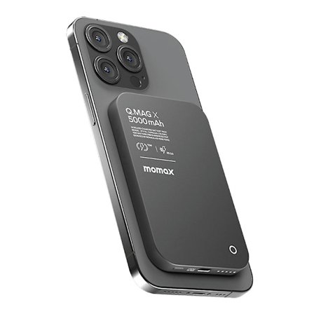 MOMAX Q.MAG X Metallisk Magnetisk Trådløs Lader 5000mAh Mobiltelefon Power Bank Kompatibel med MagSafe
