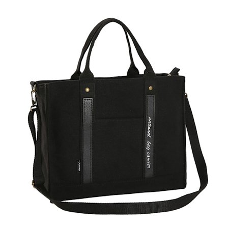 Canvas Crossbody-väskor för kvinnor Casual Canvas Tote Bag med dragkedja och fickor, Crossbody Messenger Bags, svart