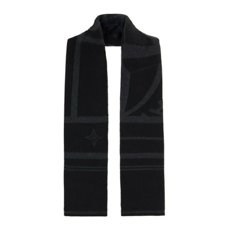 Stone Island, N16C7 Mixed Yarns With Graphics Scarve Zwart, Heren, Maat:ONE Size,Polyamide,strepen