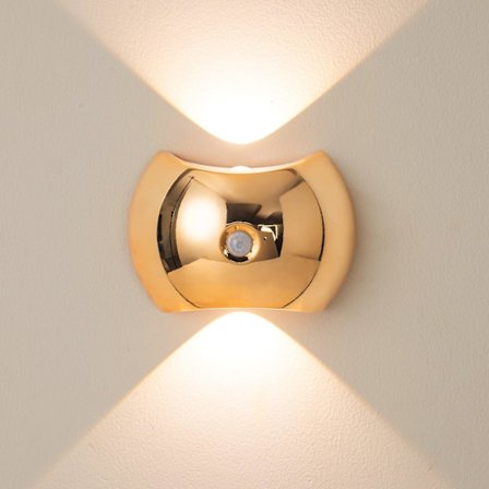 Trådløse vegglamper, induktive lamper, stemningslys, LED-lys, soveromslamper (gull-trikolor fargeskiftende lys)