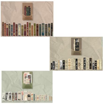 3 tema skrapbok klistremerke sett, vintage japansk papir klistremerker, selvklebende retro stripete skrapbok klistremerker, DIY skrapbok tilbehør 