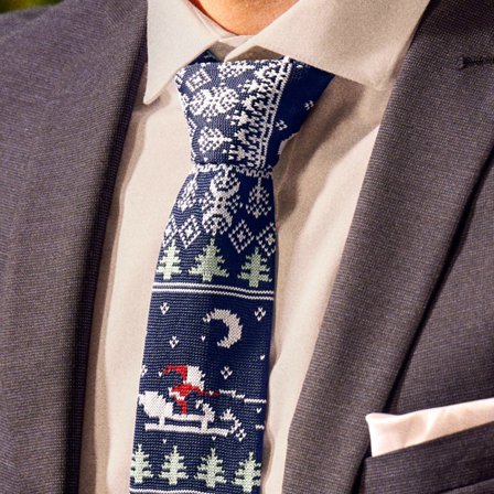 Santa Claus Knitted Christmas Tie for Men - Skinny ties
