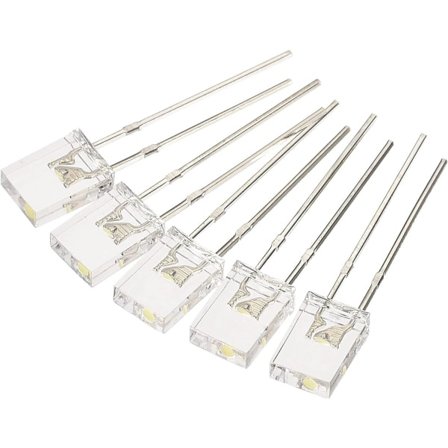 2x5x7mm x LED-lampe, 150 stk rektangulær klar LED for elektronisk komponentindikator, rød