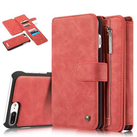 Iphone 7/8 Plus - Caseme 2-i-1 Multifunktionellt Plånboksfodral Red Röd