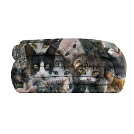 Filt med kattryck i flanell, presenter för kattälskare till kvinnor, kattungefilt för sovrum, soffa, söt kattdesign, mjuk varm flanellfilt