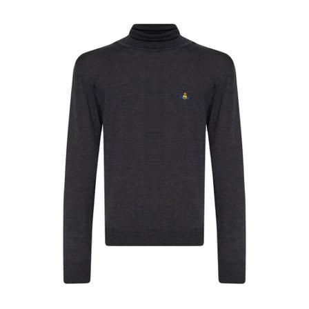 Vivienne Westwood, Wool turtleneck sweater with logo Szary, Mężczyzna, Rozmiar: L
