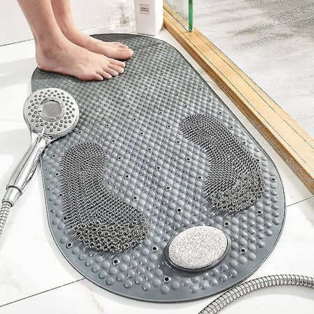 Anti-slip Brusematte Med Aftagelig Pumexsten, Stor Brusematte Med Sugkopper