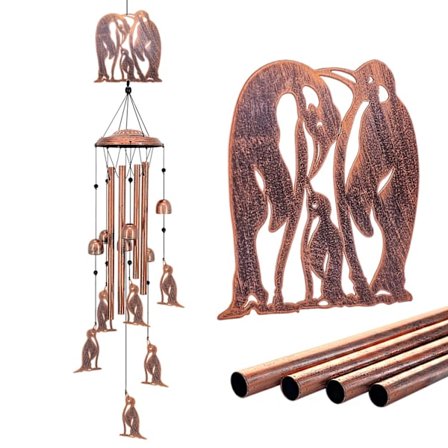 Metal Pingvin Vindspil, Udendørs/Indendørs Hængende Dekoration til Have & Hjem, Tankevækkende Mindegave/Fødselsdagsgave til Pingvinelskere - Ya