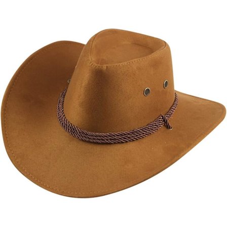Herre Western Cowboy Hat Udendørs Bredskygget Hat med Rem Mode Cowgirl Cowboy Fedora Sommer Outback