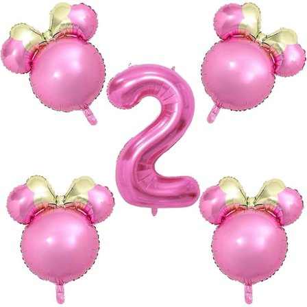 Minnie-tema Dekorationer för Trädgård, Födelsedagsfest, Folieballonger med Musöron, 2-års Ballonger för Flickor, Minnie-tema Dekorationer för 