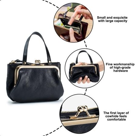 IC Dame Lommebok Liten Dame Kompakt Toppklaff Lær Vintage