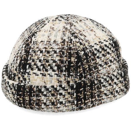 Upfront - Noir docker Bonnet - Anker Checked Black/Natural Docker @ Hatstore