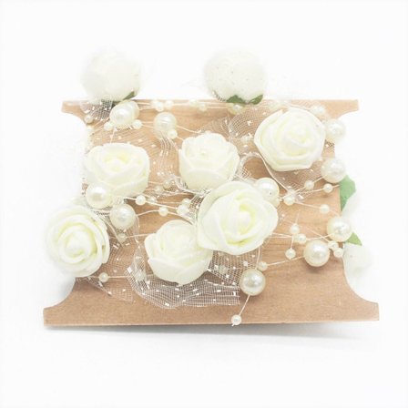 2 STK Kunstige perler Perler Kjede Rose Blomster Kranser BEIGE