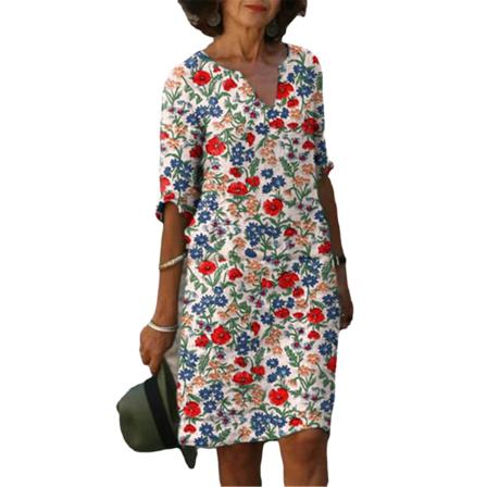 5xl Sommar Elegant Festklänning Flerfärgad Lövblommig Printed W