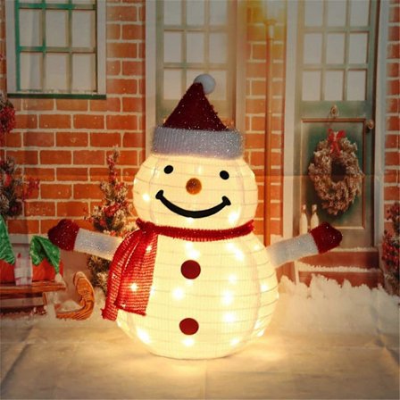 Lys Julepynt Udendørs Julebelysning Udendørs Figurer, Julemand Snemand LED Med 40 LED'er Foldbar