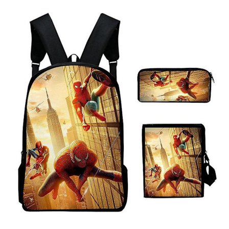 Spiderman Primary And Secondary School Theme School Bag 3-piece Set Computer Bag Messenger Bag Pencil Case