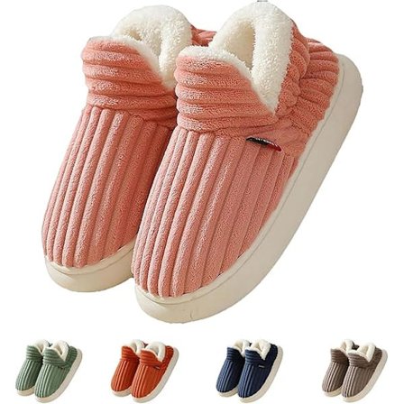 Vintersko for kvinner, sklisikre og komfortable plysjtøfler i form av vinter og fluffy tøfler (Størrelse 39-40 Rosa)