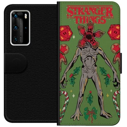 Huawei P40 Pro Tegnebogsetui Festlig monsterkarakter med grøn baggrund, ingefærkager, bolsjer og retro skrækstil; perfekt til festtema og farverige