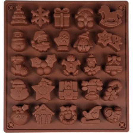 Jule-temaforme Fødevaregodkendte julesilikoneforme Slikmaskine Hjemmelavede chokolade-småkager Genanvendelige bageforme 25 juleelementer DIY