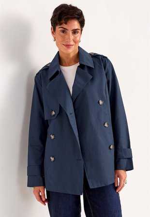 Cellbes of Sweden - Dubbelknäppt, kort trenchcoat - blå - för damer - 62/64