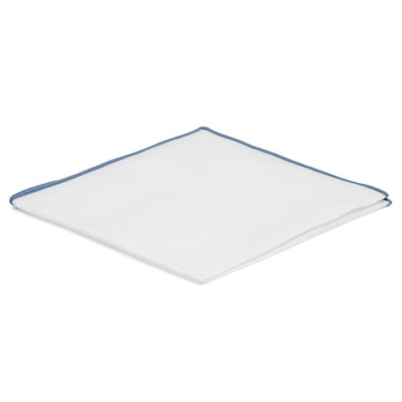 Hvid Lommeklud med Dueblå Kanter til mænd - Ensfarvede lommeklude