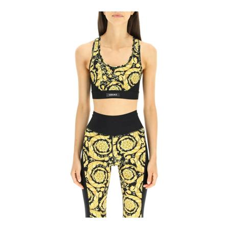 Versace, sports top Geel, Dames, Maat:M,stretch,print