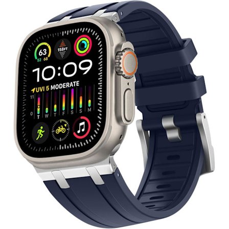 Yhteensopiva Apple Watch Ultra -hihnan kanssa 38 mm 40 mm 41 mm, Nestemäinen silikoninen ranneke ruostumattomasta teräksestä valmistettujen 