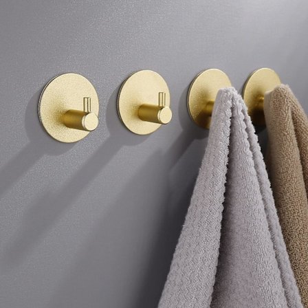 Bad Hooks Selvklebende Gull - 4 Stykker Håndklekroker Veggkroker Klær Kroker Til Å Stikke Sterk 4.5*4.5*2.5cm